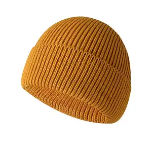 Derong 제조자 남녀 공통 아크릴 뜨개질을 한 주문 겨울 모자 면 가죽 헝겊 조각 베레모 모자