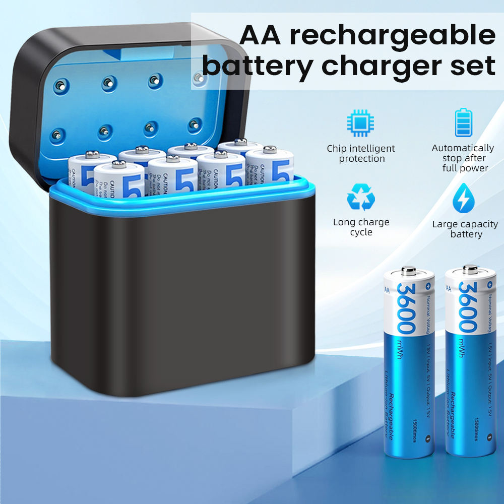 Hongdak Aaa Nimh Battery Charger 1.5V AA Nimh Akku Rechargeable Batteries With 8 Slot Smart Charger