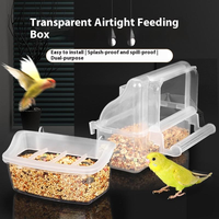 Vente en gros de bols d'alimentation pour oiseaux et pigeons en plastique transparent 2 en 1, distributeur de nourriture portable anti-éclaboussures pour cage, mangeoire pour pigeons et oiseaux