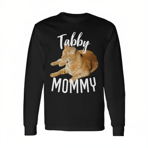 T-shirt a maniche lunghe con grafica Tabby Mommy Cat Lover, girocollo unisex per adulti, stampa digitale - Product Image 2