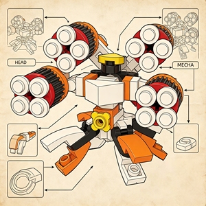 DIY <b>Building</b> Blocks Robot 4‑Legged Mobile Turret Mecha <b>Building</b> Block Transforming Bricks Toy for Kids Assembly <b>Model</b> Kit - Product Image 6