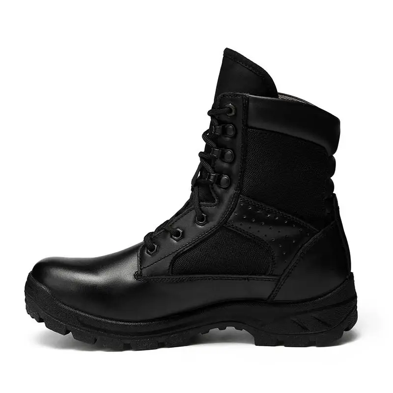 काले विभाजन चमड़े सैन्य सेना का लड़ाकू सैनिकों आउटडोर सैनिक सामरिक फैशन जूते के लिए