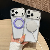 Coque de téléphone transparente antichoc avec support magnétique rotatif en métal multicolore pour iPhone 18 17 16 – Vente en gros