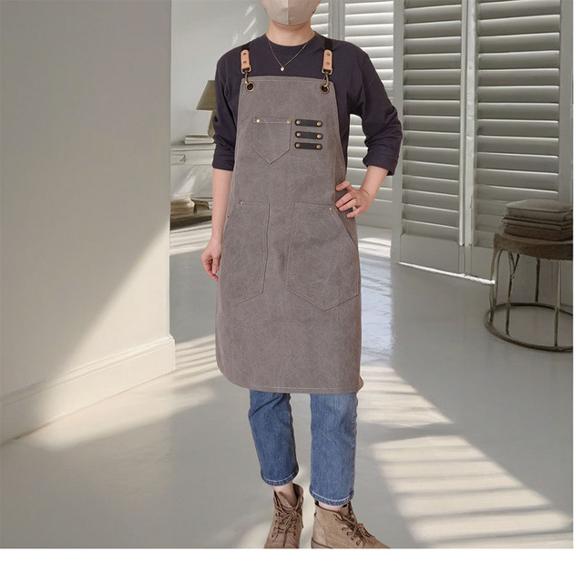 Reusable Canvas Sleeveless Bib Apron Waterproof Kitchen Home Coffee Shop Oil Resistant Thick Wear-Resistant Fashionable for Men