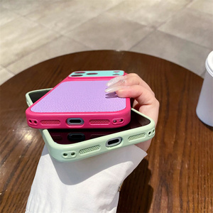 Funda de Lujo para Teléfono con Textura de Piel de Lichi en Colores de Moda, Acabado Mate, para iPhone 17 <span class=keywords><strong>Pro</strong></span> Max 11 12 13 14 15 16, Funda Protectora Trasera - Product Image 5