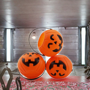 ZF Global Export Jack O Lantern, Decoraciones Modernas de Halloween, Mini Cubo de Plástico para Dulces con Diseño de Calabaza y Impresión Offset - Product Image 2