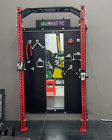 Rack de Squat Mural Pliable Intégré, Gain de Place, avec Système de Poulies Fixes et Crossover par Câble