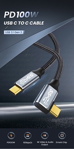 Laptop PD 100W 90 grados L forma 5A carga rápida USB C a tipo C Cable para teléfonos y computadora Cable de transferencia de datos - Product Image 4