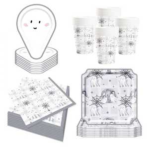 DAMAI Halloween Party Supplies Halloween Paper Plates Cups Napkins Party Disposable Tableware Set Birthday Favor for 8 Guests - Product Image 6