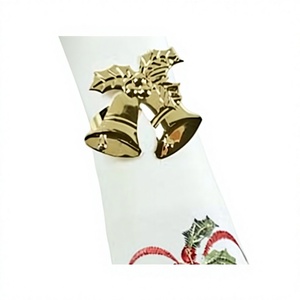 Diseño en relieve de oro pulido hecho a mano de Metal único diseño de campana de Navidad vajilla DISEÑO DE Metal real anillo de servilleta grabado - Product Image 1