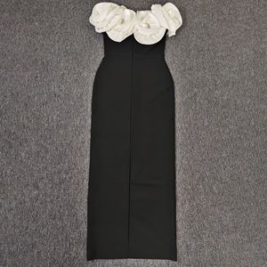 <span class=keywords><strong>Vestido</strong></span> Largo Negro con <span class=keywords><strong>Flores</strong></span> 3D y Diamantes, Estilo Imperio, Hombros Descubiertos, Antiarrugas, Elegante, <span class=keywords><strong>para</strong></span> Fiesta Nocturna o Club - Product Image 4