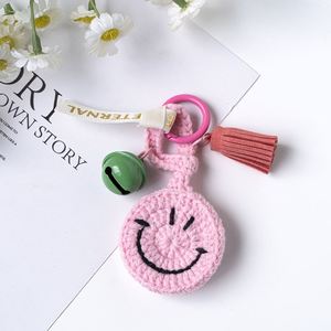 <b>Personalized</b> Hand Knitting Cute Smiling Face Pendant Car <b>Keychain</b> for Women Sweet Bell Pendants Bags Key Chains Bag Accessories - Product Image 6