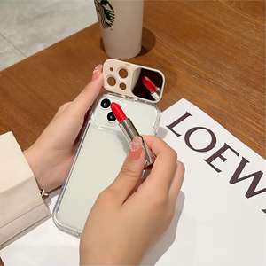 Coque de téléphone Apple transparente en TPU couleur bonbon pour iPhone 16 Pro, compatible avec iPhone 15 et 13, avec support miroir grande fenêtre - Product Image 5