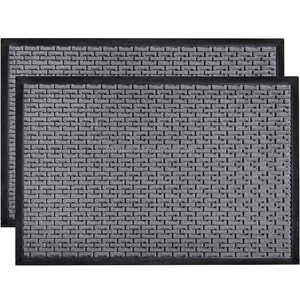 Alfombrillas de Entrada de Goma con Diseño Clásico a Rayas Jucor, Hechas a Máquina, Negras, Rojas y Grises, Lavables, para Uso en Exteriores, con Base Antideslizante - Product Image 1
