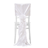 Élégante nappe de chaise de mariage en polyester lavable en machine, drapé en tulle de saule, décoration romantique pour chaise Chiavari pour l'extérieur
