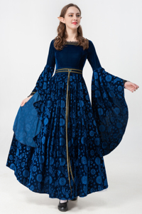 Robe de sorcière médiévale pour Halloween, costume de <span class=keywords><strong>cosplay</strong></span> de la Cour, robe d'<span class=keywords><strong>elfe</strong></span> en polyester sexy pour femme - Product Image 3