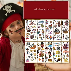 Aangepaste Piraat Niet Giftig Waterdicht Tattoo Cartoon Piratenarm Tattoo Stickers Voor Kinderen