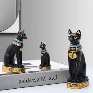 Оптовая продажа, украшение дома в египетском стиле, статуя богини, сидящей кошки, поделки из смолы с рисунком животных - Product Image 2