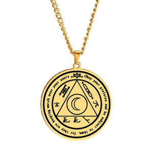 HLSS515 Grimoire of Pope Honorius Símbolos el <span class=keywords><strong>libro</strong></span> de brujería de Honorius Talisman Amulet Collar con colgante de acero inoxidable - Product Image 1