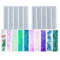Marque-page Silicone résine moule Rectangle feuilles Texture fleur en forme époxy Silicone coulée moules 3D bricolage faisant artisanat à la main