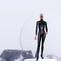 Nouveau design Mannequin femme adulte intégral en fibre de verre noir mat gonflable, pose debout avec tête, visage diamanté, pour vêtements