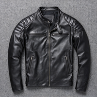 Veste de moto en cuir vintage pour homme sur mesure, coupe ajustée, multi-poches, fermeture éclair, fabrication d'usine TKAN1039