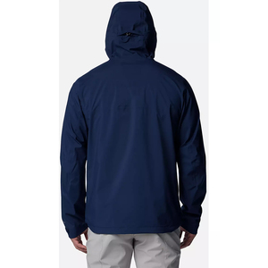 Veste Softshell bleu marine à fermeture éclair personnalisée pour hommes, vêtements d'extérieur décontractés avec logo avant, col montant et motif patchwork pour le printemps - Product Image 5