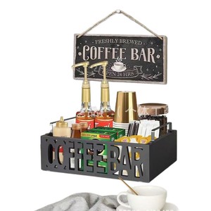 <b>Coffee</b> Bar Storage <b>Box</b> 32.5cm Wooden Organizer For <b>Coffee</b> Pods Tea Bags Desktop Use - Product Image 5