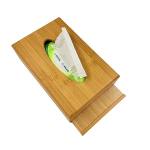 Caja de pañuelos de bambú rectangular ecológica para uso en el hogar, restaurantes y hoteles - Product Image 1