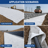 Tissu géotextile non tissé pour la protection des pentes, la stabilisation des sols, le drainage des sous-sols routiers, filtre géotextile aiguilleté