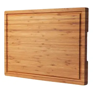 Bamboo Cutting Board with Juice Groove and Cutout Handles for Kitchen