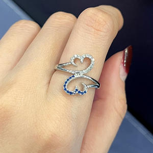 Anello a Forma di Cuore F1482 per Donna con Zirconia Cubica Creata in Laboratorio e Micro Pavé, Anelli di Fidanzamento alla Moda - Product Image 3