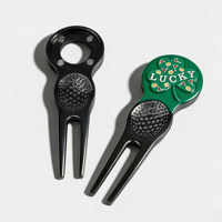 Alat Perbaikan Divot Golf dengan Alat Penanda Bola. Pembuka Botol Kosong dengan Klip Tutup, Dibuat dengan Mesin CNC, Ukiran Kustom, Logam Magnetik