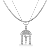 Haute qualité en acier inoxydable plaqué or 18 carats chrétien croyant pendentif collier bijoux jésus religieux pendentif collier