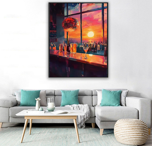 Kit de Pintura por Números de Paisaje de Atardecer en <span class=keywords><strong>Bar</strong></span>, Pintura al Óleo Digital DIY para Adultos, Decoración Moderna para el Hogar, Ecológica - Product Image 3