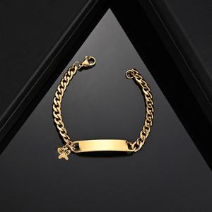 Trendy Anti Tarnish Wholesale Custom Brand logo 14k 18k PVD Gold Plated Stainless Steel <b>Charm</b> <b>Bracelet</b> for Women <b>Men</b> - Product Image 3