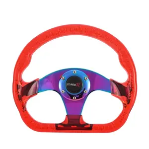 Universal Racing Drifting Steering Wheel 350mm Red Acrylic Racing Steering Wheel