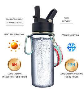 16oz termos infantiles de agua infantil <span class=keywords><strong>acero</strong></span> inossidabile per bambini bottiglia d'acqua graziosa cintura manico antiscivolo termos - Product Image 6