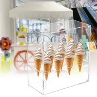 Support de présentation en acrylique transparent à 8 trous avec poignée pour cornets de glace, gaufres et rouleaux de sushi