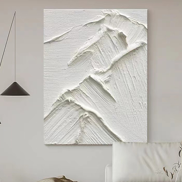 Hand Painted Abstract Artwork White Texture Acrylic Wall Art Canvas Oil Painting Modern Handmade Custom Services