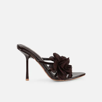Mules élégantes d'été pour femmes, à bout pointu et ouvert, à enfiler, à talon aiguille, avec talon fleuri