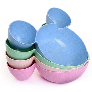 Dessin animé <span class=keywords><strong>Mickey</strong></span> enfants bol blé paille vaisselle créative bébé compartiment <span class=keywords><strong>assiette</strong></span> à dîner - Product Image 3