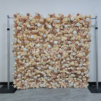 Großhandel Fabrikpreis Realistische Rosen-Morgenblumenwand Künstliche Seidenblumenrolle 8ft X 8ft Blumenwand für Hochzeit und Muttertag
