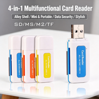 Lector de Tarjetas de Memoria SD/Memory Stick/MS/M2 TF Multifunción 4 en 1 de Alta Calidad y Alta Velocidad, Adaptador Externo USB 2.0 Todo en Uno
