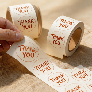 500 Etiquetas Decorativas 'Gracias' en Rollo, Pegatinas Promocionales en 5 Colores con Caja de Regalo Gratis para Pequeñas Empresas - Product Image 1