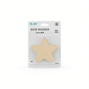 Base en bois en forme d'étoile Ilan, 12 cm, épaisseur 2 mm, décoration artisanale, 2 pièces - Product Image 2