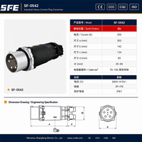 Prise industrielle haute intensité SFE, fabricant CEE/IEC IP67, 200A 250A 400A, 4 broches 5 broches 3P+N+E, sortie 380-415V, triphasée, 6H