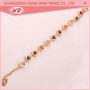 Bracelet à maillons en zircon multicolore plaqué or 18 carats pour femmes, chaîne en cristal colorée, bracelet tendance, bijoux de mariage - Product Image 3