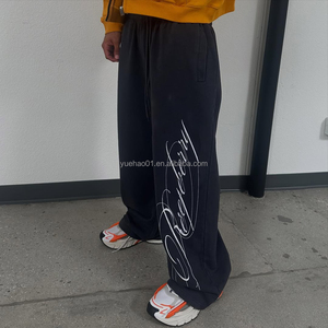 <span class=keywords><strong>Pantaloni</strong></span> da Jogging Personalizzati in Cotone French Terry 500gsm, Oversize Vintage a Gamba Larga, Stile Baggy, Lavaggio Acido, <span class=keywords><strong>Pantaloni</strong></span> a Zampa d'Elefante per Uomo - Product Image 3