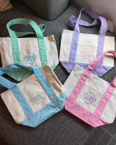 2025 Custom Embroidery Logo <strong>Small</strong> Mini Mint Blue Pink Candy Color Gift Cotton <strong>Canvas</strong> Shopping Tote <strong>Bag</strong> - Product Image 4